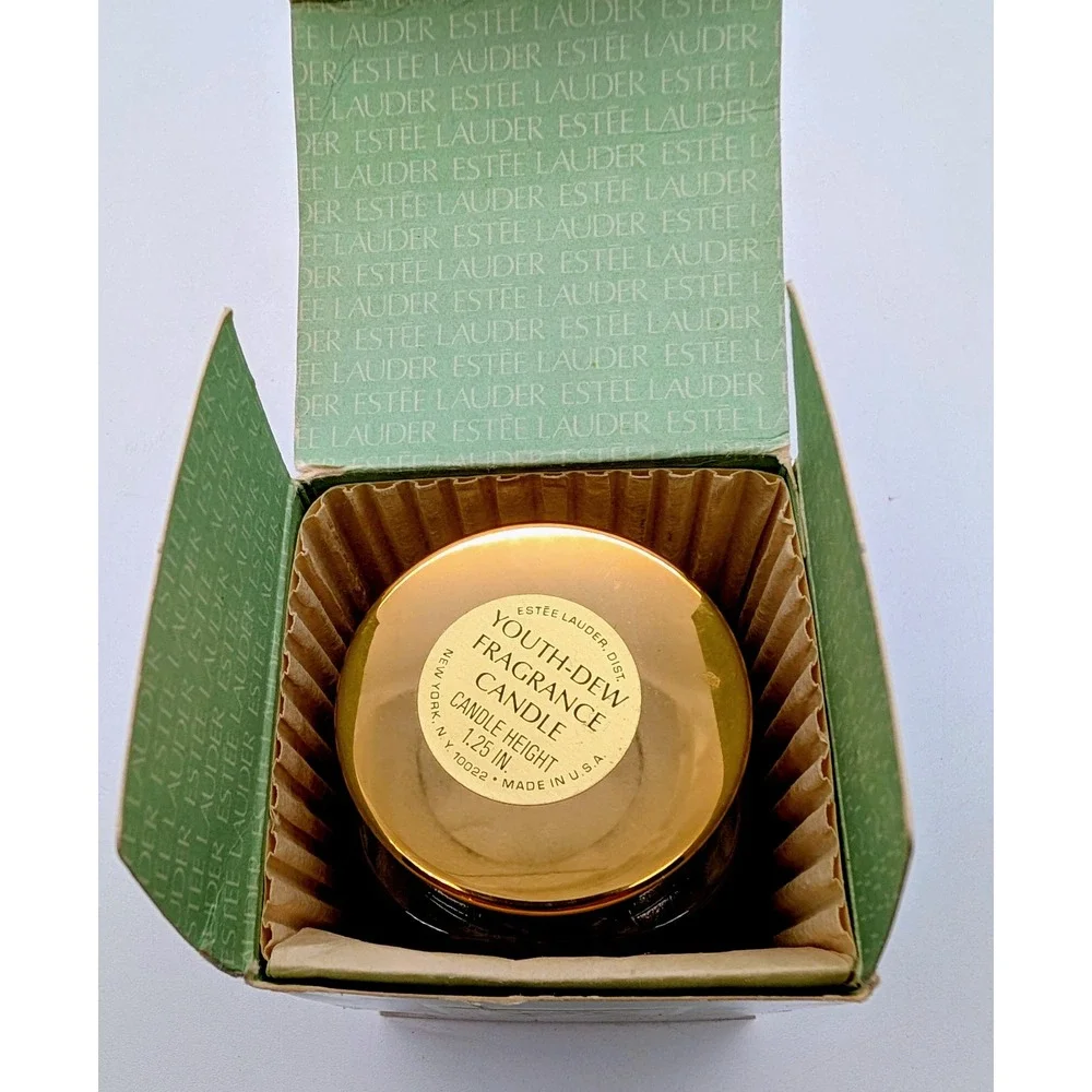 Vintage Estee Lauder Youth-Dew Fragrant Lights Candle in Glass Jar with Box